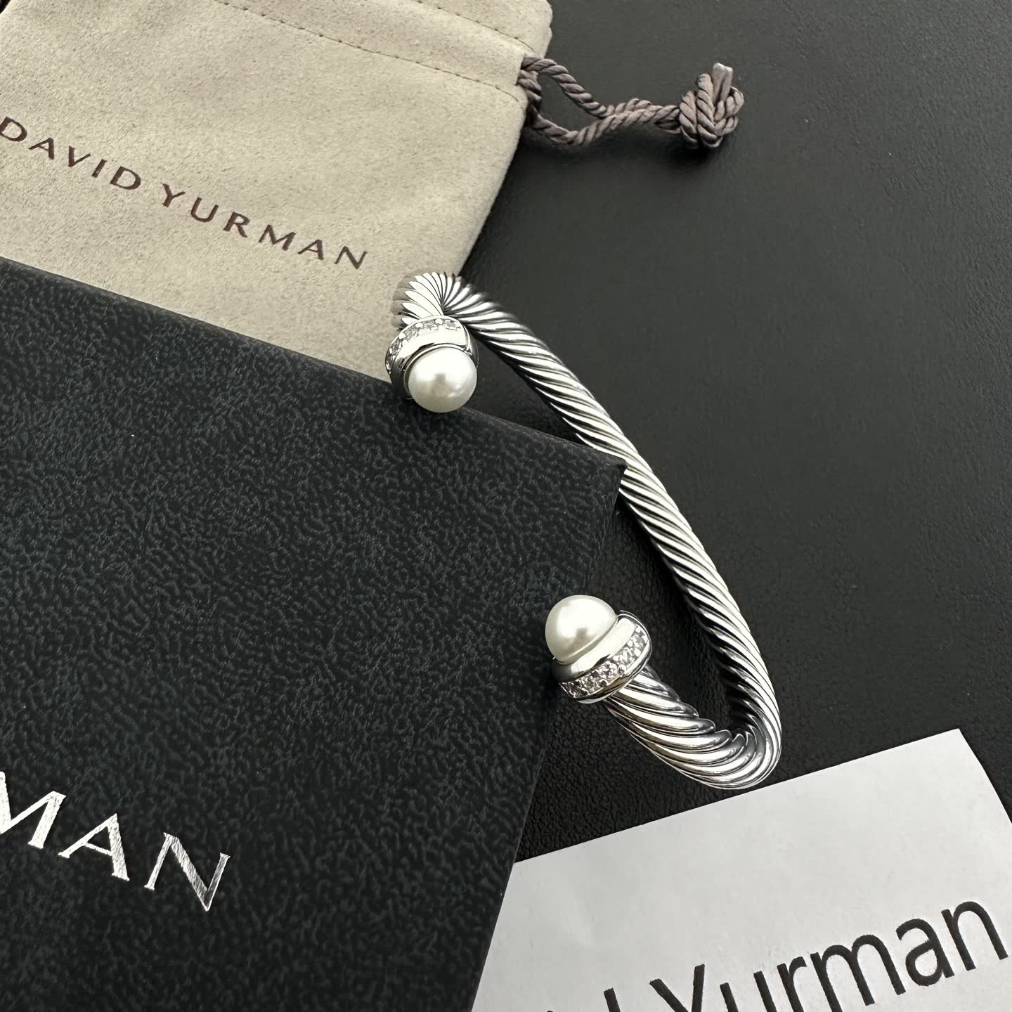 David Yurman Cable Collectibles Pearl Cuff Bracelet